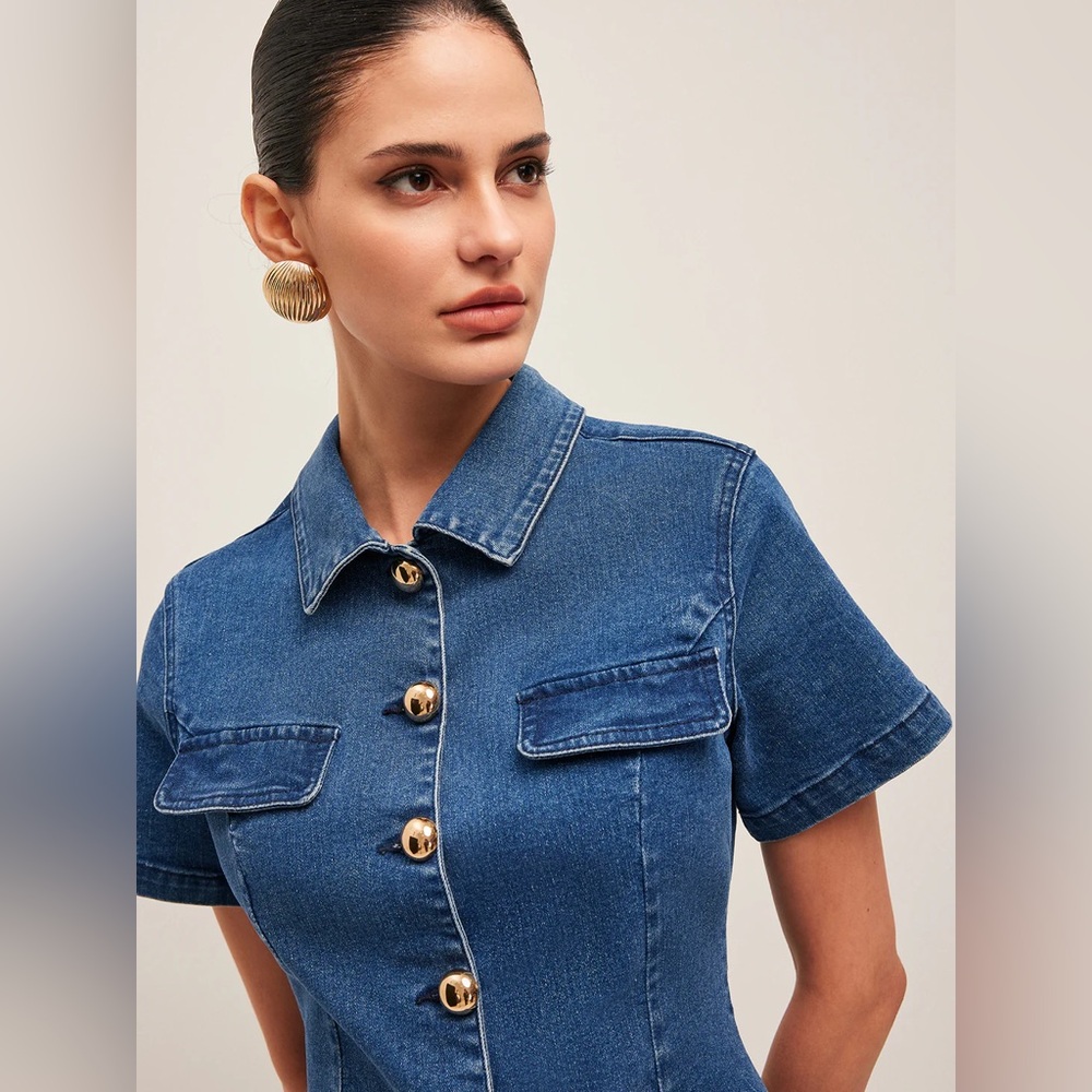 Commense Blue Denim Mini Dress - Picture 5 of 7